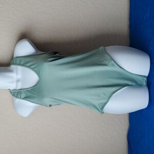 4/$30 **Mint green halter snap bodysuit sz L